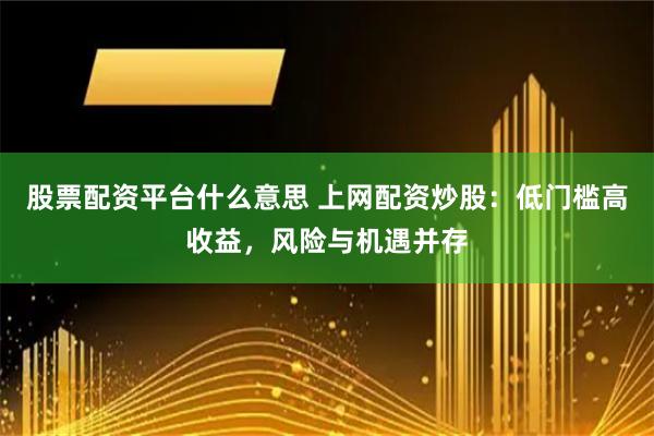 股票配资平台什么意思 上网配资炒股：低门槛高收益，风险与机遇并存